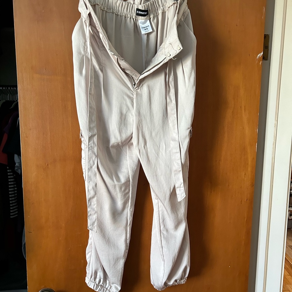 Silky champagne jogger style pants